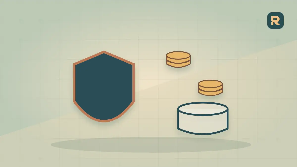 A copper shield intercepts falling coins while a smaller stack reaches a paper tray, illustrating blocked and observed ad delivery.