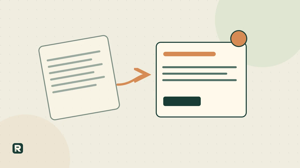 Several scattered message lines become one clear offer on an editable page.