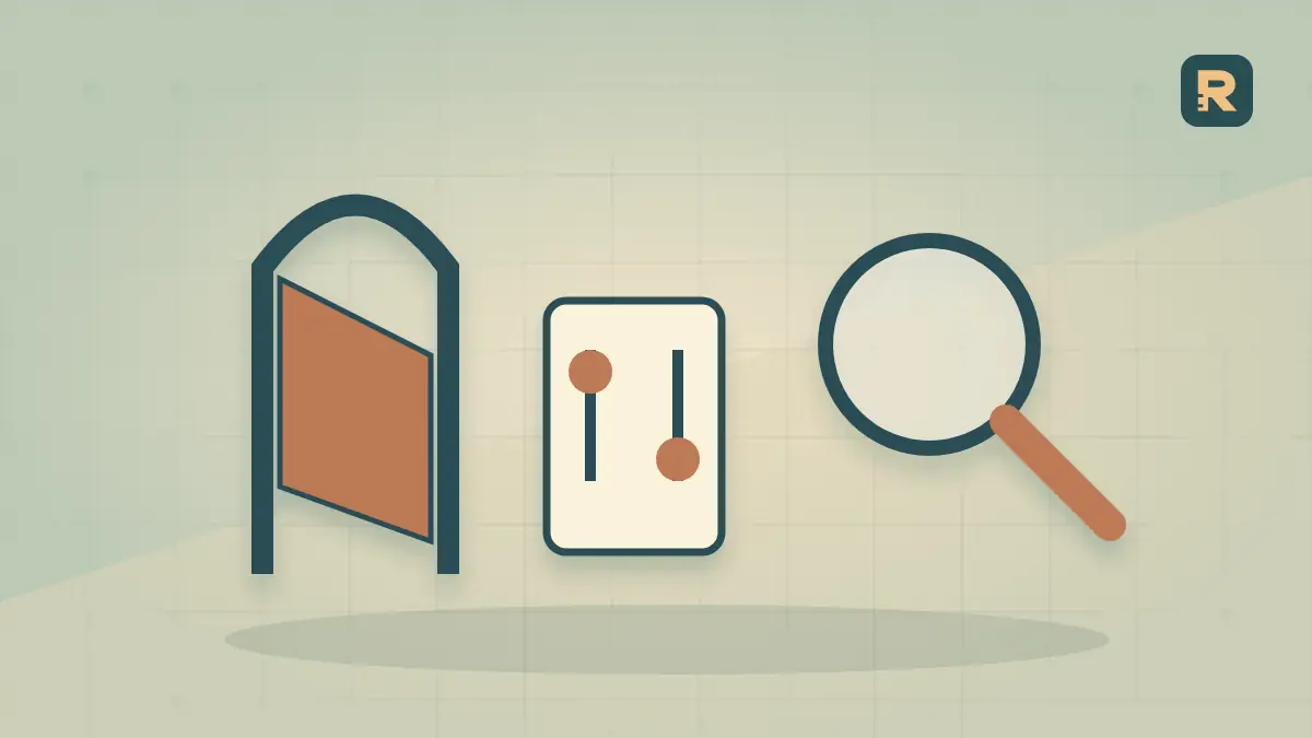 Two separate switches control an archive gate and a search lens, illustrating training controls versus Search access.