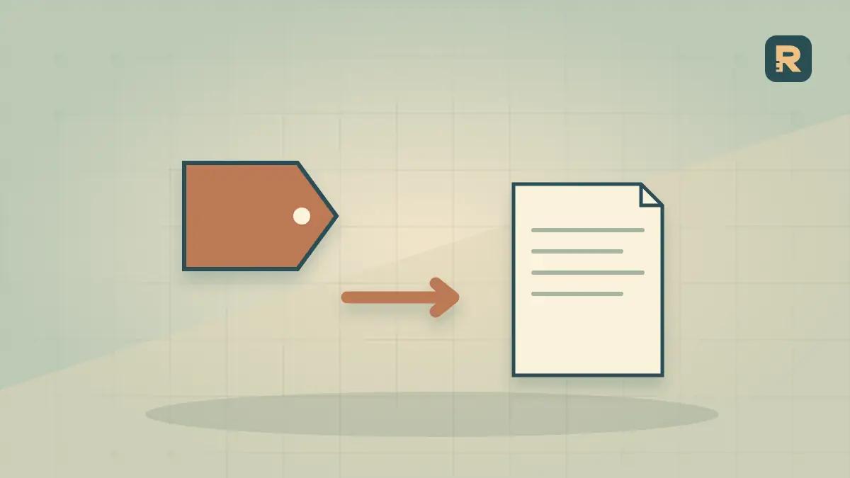 A copper asking-price tag stands apart from a sealed transaction ledger; a listing is not a verified closing price.