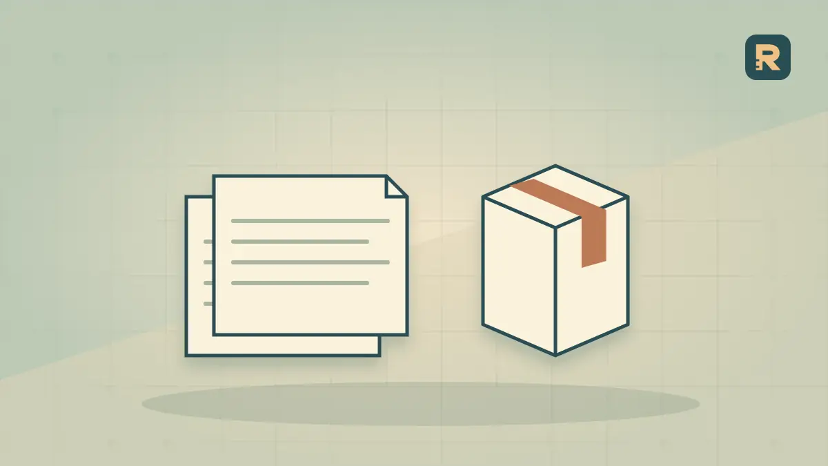 A shipping carton sits on layered copper-stamped paperwork, illustrating the need to check dates in tariff records.
