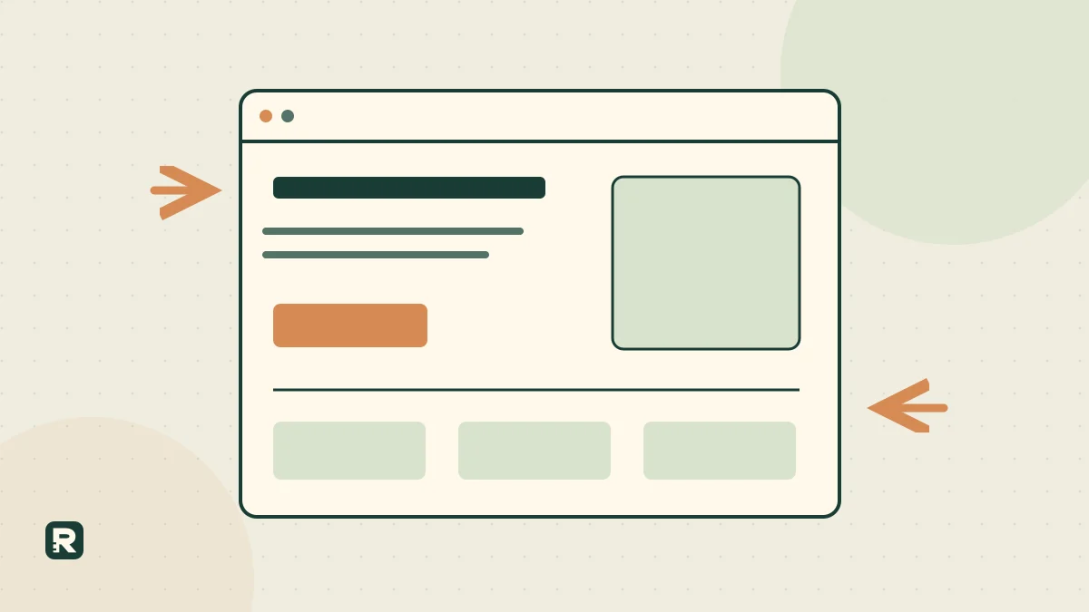 An original homepage wireframe separates the offer, supporting evidence, action and process.